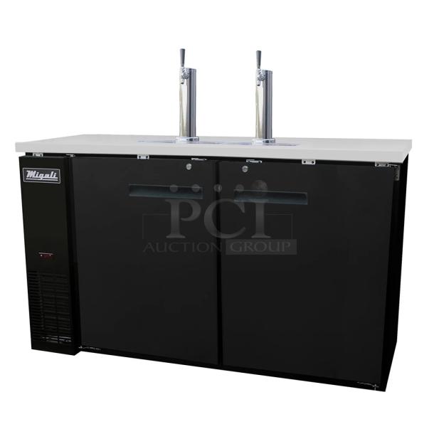 BRAND NEW SCRATCH AND DENT! 2022 Migali C-DD60-2-HC Stainless Steel Commercial 2 Door Direct Draw Kegerator. 115 Volts, 1 Phase. Tested and Working! - Image 1 of 8