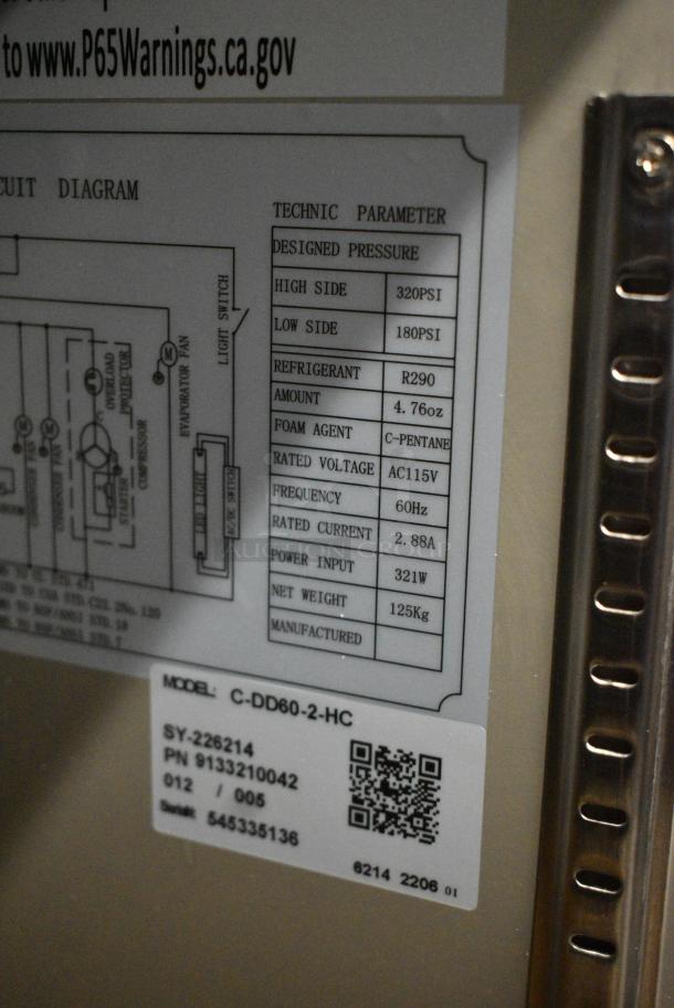 BRAND NEW SCRATCH AND DENT! 2022 Migali C-DD60-2-HC Stainless Steel Commercial 2 Door Direct Draw Kegerator. 115 Volts, 1 Phase. Tested and Working! - Image 8 of 8
