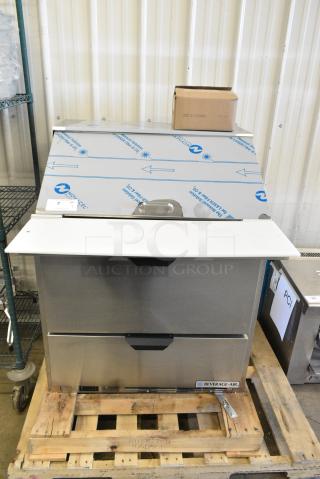 BRAND NEW SCRATCH AND DENT! Beverage Air SPED32HC-12M-2 Stainless Steel Commercial Sandwich Salad Prep Table Bain Marie Mega Top w/ 2 Drawers. 115 Volts, 1 Phase. Tested and Working!