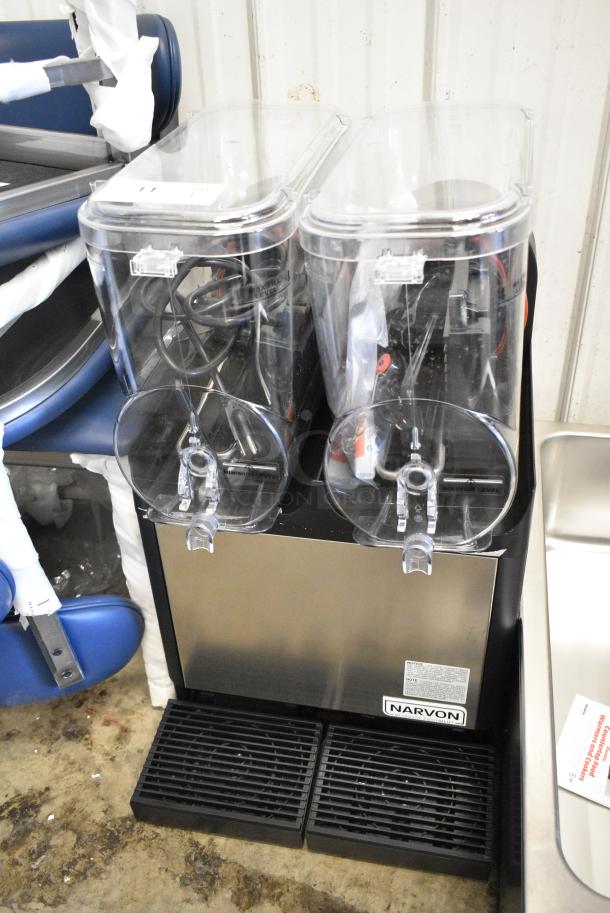BRAND NEW SCRATCH AND DENT! Narvon 378RBD3G2 Stainless Steel Commercial Countertop 2 Hopper Refrigerated Beverage Machine. 115 Volts, 1 Phase. Tested and Working! - Image 1 of 7