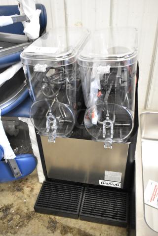 BRAND NEW SCRATCH AND DENT! Narvon 378RBD3G2 Stainless Steel Commercial Countertop 2 Hopper Refrigerated Beverage Machine. 115 Volts, 1 Phase. Tested and Working!