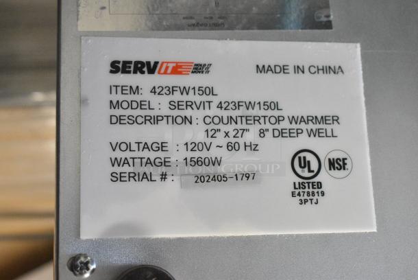 BRAND NEW SCRATCH AND DENT! ServIt 423FW150L Stainless Steel Commercial Countertop Food Warmer. 115 Volts, 1 Phase. Tested and Working! - Image 7 of 7