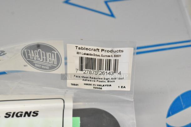 Box of 19 BRAND NEW! Tablecraft 10541 6" x 9" Black / White Plastic "Face Mask Required" Sign - Image 4 of 5
