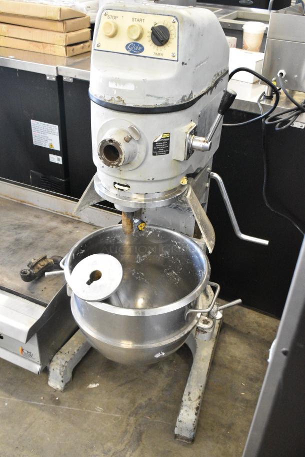 Globe SP30 Metal Commercial Floor Style 30 Quart Dough Mixer w/ Mixing Bowl and Dough Hook Attachment. 115 Volts, 1 Phase. Tested and Working! - Image 1 of 9