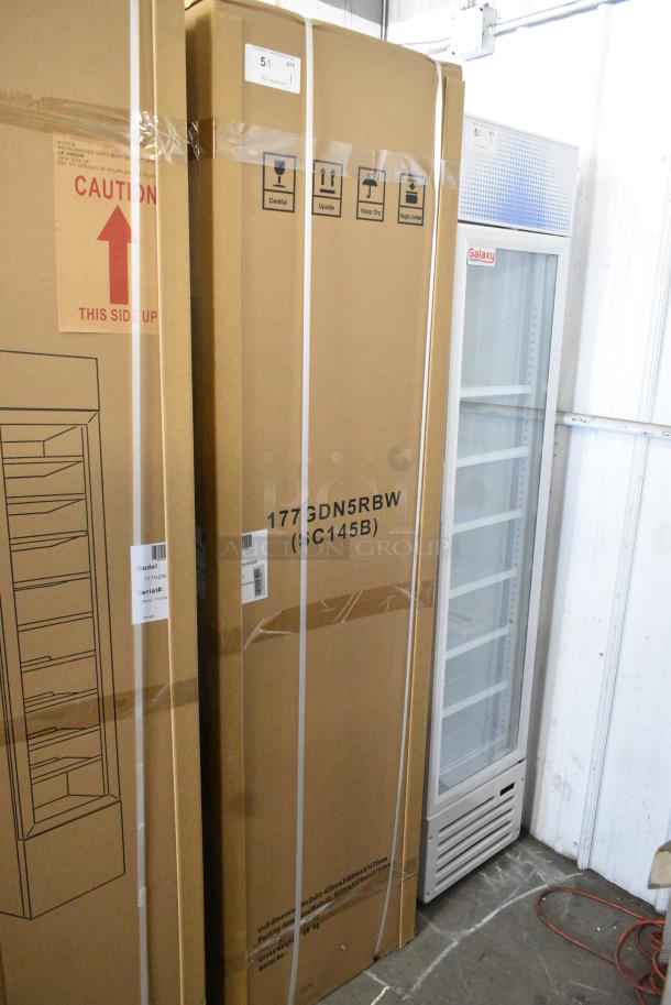 BRAND NEW IN BOX! Galaxy 177GDN5RBW Metal Commercial Single Door Reach In Cooler Merchandiser with Red, White, and Blue LED Lighting. 110-120 Volts, 1 Phase - Image 6 of 7