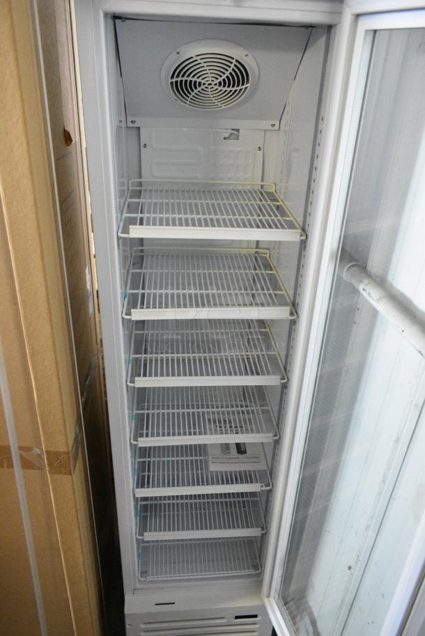 BRAND NEW IN BOX! Galaxy 177GDN5RBW Metal Commercial Single Door Reach In Cooler Merchandiser with Red, White, and Blue LED Lighting. 110-120 Volts, 1 Phase - Image 3 of 7