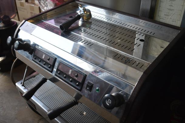 Grindmaster ESP2 Stainless Steel Commercial Countertop 2 Group Espresso Machine w/ 3 Portafilters and 2 Steam Wands. 220-240 Volts, 1 Phase. - Image 3 of 7