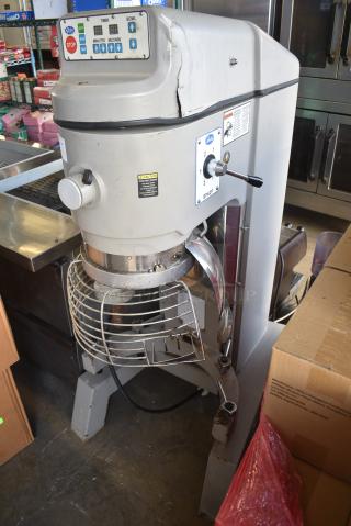Globe SP62P Metal Commercial Floor Style 60 Quart Planetary Dough Mixer w/ Bowl Guard. 220 Volts, 1 Phase.