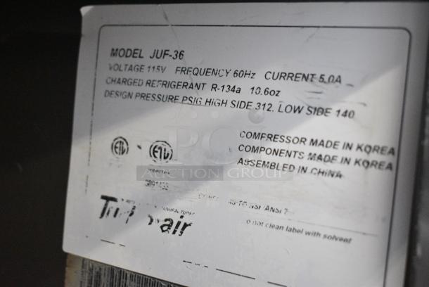 Turbo Air JUF-36 Stainless Steel Commercial Single Door Undercounter Freezer. 115 Volts, 1 Phase. Tested and Working! - Image 6 of 7