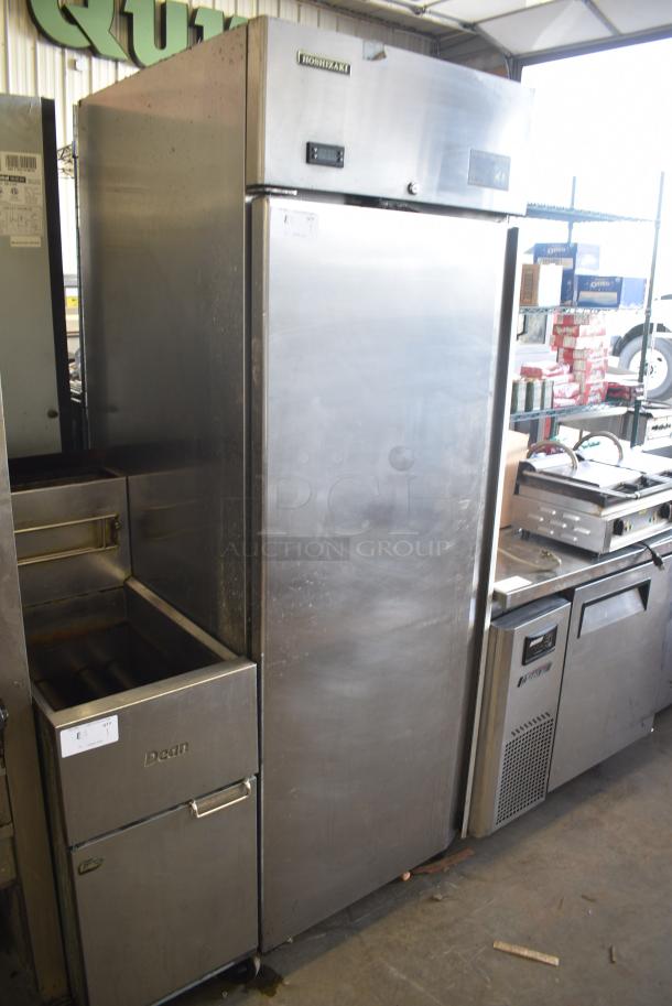 Hoshizaki CR1B-FS Stainless Steel Commercial Single Door Reach In Cooler w/ Poly Coated Racks on Commercial Casters. 115 Volts, 1 Phase. Tested and Working! - Image 2 of 8