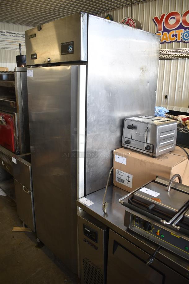 Hoshizaki CR1B-FS Stainless Steel Commercial Single Door Reach In Cooler w/ Poly Coated Racks on Commercial Casters. 115 Volts, 1 Phase. Tested and Working! - Image 3 of 8