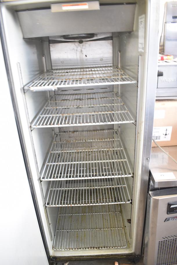 Hoshizaki CR1B-FS Stainless Steel Commercial Single Door Reach In Cooler w/ Poly Coated Racks on Commercial Casters. 115 Volts, 1 Phase. Tested and Working! - Image 5 of 8