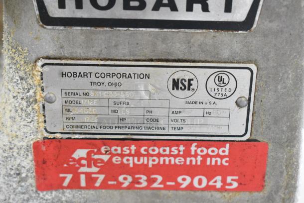 Hobart 1712E Metal Commercial Countertop Meat Slicer. 115 Volts, 1 Phase. Tested and Does Not Power On - Image 7 of 7