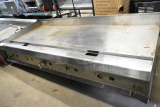 Cooking Performance Group CPG Stainless Steel Commercial Countertop Natural Gas Powered Flat Top Griddle.