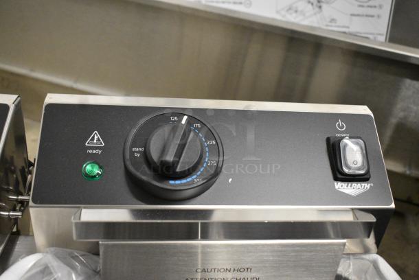 BRAND NEW SCRATCH AND DENT! 2024 Vollrath FFA8110 Stainless Steel Commercial Electric Powered 2 Bay Deep Fat Fryer w/ 4 Metal Fry Baskets. 208/240 Volts, 1 Phase. - Image 3 of 10