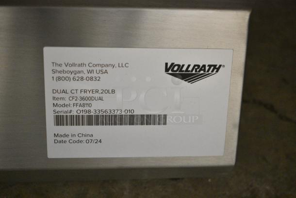 BRAND NEW SCRATCH AND DENT! 2024 Vollrath FFA8110 Stainless Steel Commercial Electric Powered 2 Bay Deep Fat Fryer w/ 4 Metal Fry Baskets. 208/240 Volts, 1 Phase. - Image 9 of 10