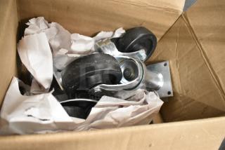 BRAND NEW SCRATCH AND DENT! Lot of 2 190436PITS Commercial Casters and 2 190436PITSB Commercial Casters