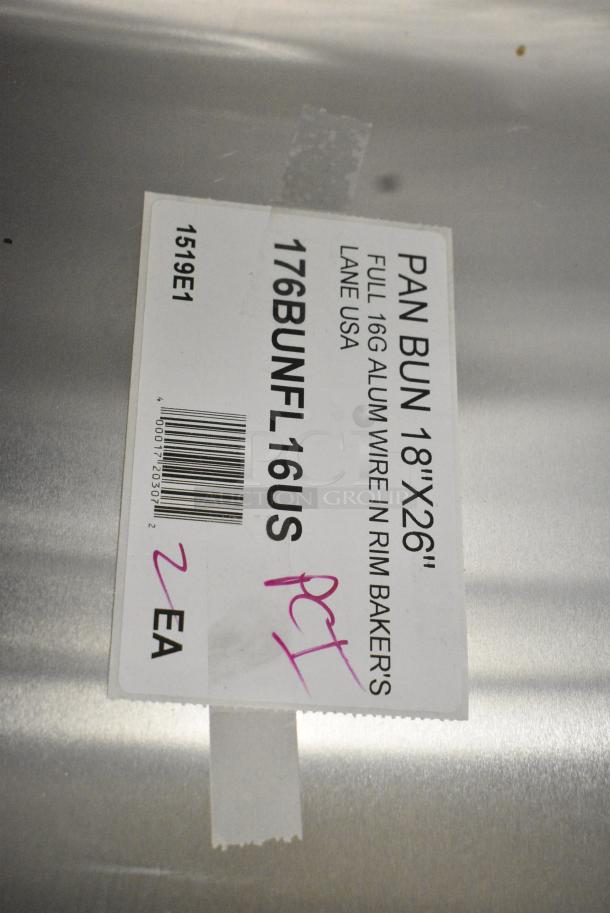 15 BRAND NEW SCRATCH AND DENT! 176BUNFL16US Baker's Lane USA Full Size 16 Gauge 18" x 26" Wire in Rim Aluminum Bun / Sheet Pan. 15 Times Your Bid! - Image 2 of 5