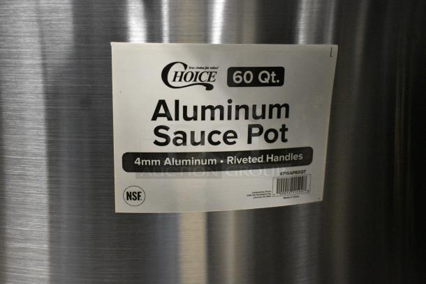 BRAND NEW SCRATCH AND DENT! Choice 471SAP60QT 60 Qt. Aluminum Sauce Pot w/ Cover. - Image 5 of 5