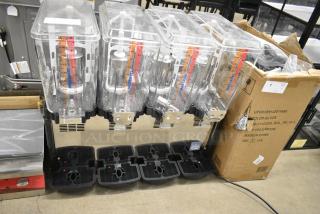 BRAND NEW SCRATCH AND DENT! 2024 Carnival King 382RBD5G4 Quadruple 5 Gallon Bowl Refrigerated Beverage Dispenser. 120 Volts, 1 Phase. Tested and Working!