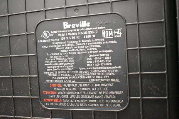 BRAND NEW SCRATCH AND DENT! Breville BES880 BSS /D Countertop Espresso Machine. 120 Volts, 1 Phase. - Image 5 of 6
