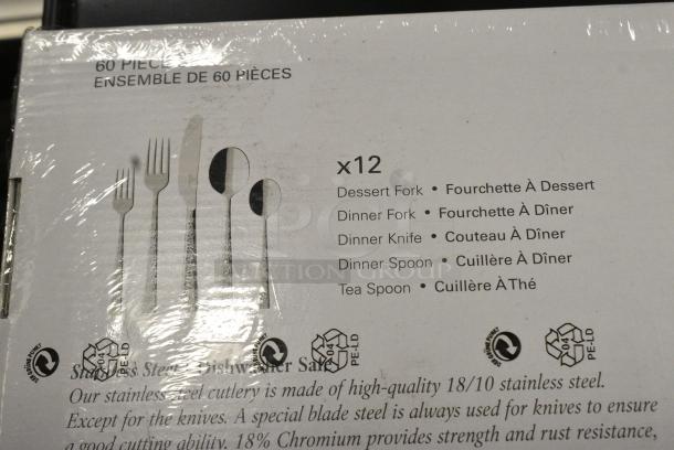 BRAND NEW SCRATCH AND DENT! Set of 12 Villeroy & Boch Silverware Sets; Dinner Fork, Dessert Fork, Dinner Knife, Dinner Spoon, Tea Spoon. - Image 2 of 3