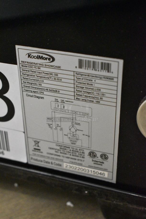 BRAND NEW SCRATCH AND DENT! KoolMore CDC-7C-BK 48 in. Countertop Display Refrigerator. 115 Volts, 1 Phase. Tested and Working! - Image 6 of 8