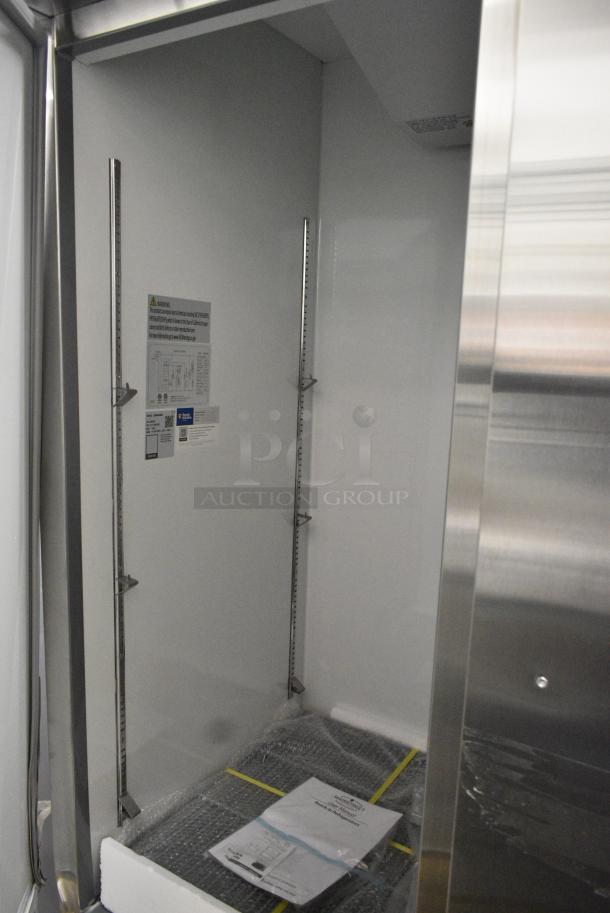 BRAND NEW SCRATCH AND DENT! 2024 Mainstreet 829BMR49R Stainless Steel Commercial 2 Door Reach In Cooler w/ Poly Coated Racks. 115 Volts, 1 Phase. Tested and Powers On But Does Not Get Cold - Image 6 of 10