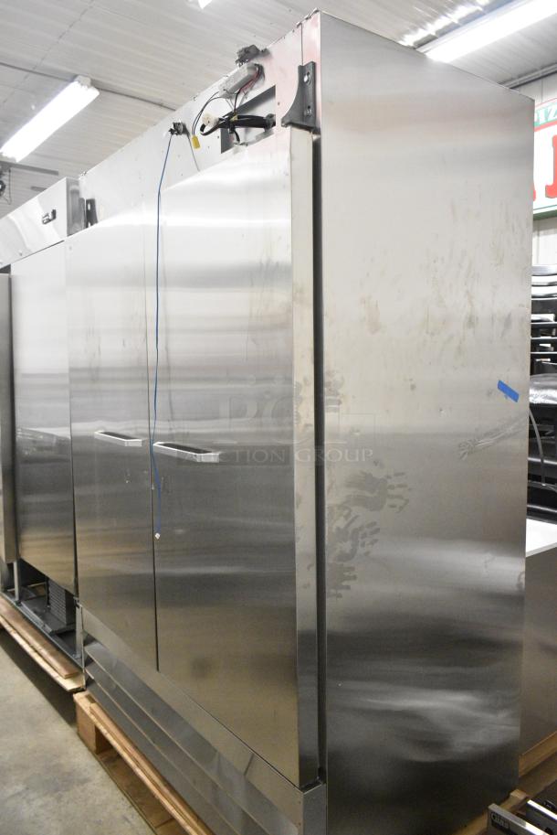 BRAND NEW SCRATCH AND DENT! 2024 Mainstreet 829BMR49R Stainless Steel Commercial 2 Door Reach In Cooler w/ Poly Coated Racks. 115 Volts, 1 Phase. Cannot Test Due To Missing Power Cord - Image 2 of 7