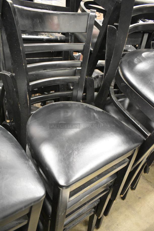 78 Black Wood Pattern Dining Height Chair w/ Black Seat Cushion. 78 Times Your Bid! - Image 2 of 3