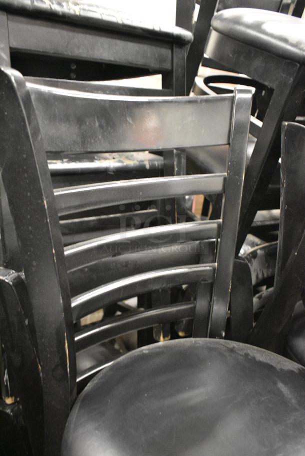 78 Black Wood Pattern Dining Height Chair w/ Black Seat Cushion. 78 Times Your Bid! - Image 3 of 3
