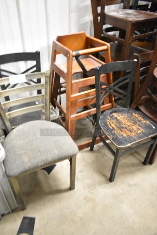 5 Items; 3 Dining Height Chair and 2 High Chair. 5 Times Your Bid!