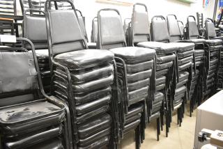 157 Black Metal Stackable Banquet Chair w/ Black Cushion. 157 Times Your Bid!