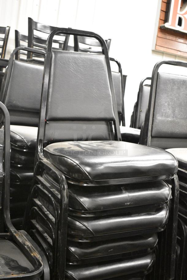 157 Black Metal Stackable Banquet Chair w/ Black Cushion. 157 Times Your Bid! - Image 2 of 3