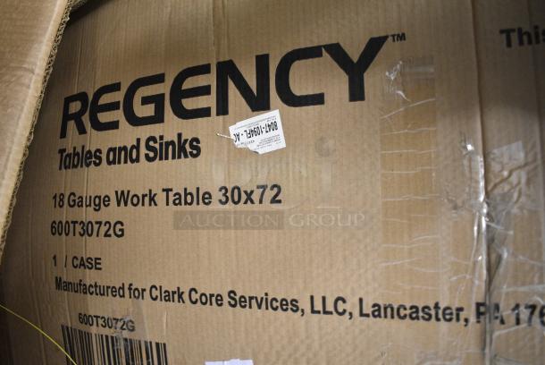 BRAND NEW SCRATCH AND DENT! Regency 600T3072G 30" x 72" 18-Gauge 304 Stainless Steel Commercial Work Table with Galvanized Legs and Undershelf - Image 5 of 5