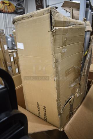 BRAND NEW SCRATCH AND DENT! Regency 600PS1872 18" x 72" Stainless Steel Wall-Mounted Pot Rack with Shelf and 18 Galvanized Hooks. May Be Missing Pieces.