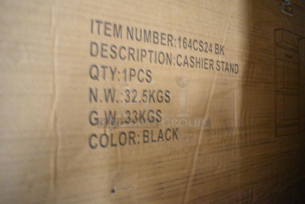 BRAND NEW SCRATCH AND DENT! 164CS24BK Lancaster Table & Seating 24" x 18" x 38" Black Cash Register Stand with Locking Drawer. May Be Missing Pieces. - Image 3 of 5