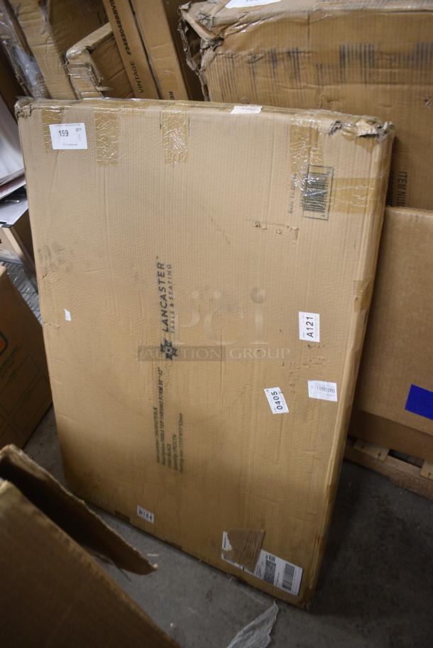 BRAND NEW SCRATCH AND DENT! 1643042TFBLK Lancaster Table & Seating 30" x 42" Rectangular Thermo-Formed MDF Table Top with Black Wood Finish - Image 1 of 4