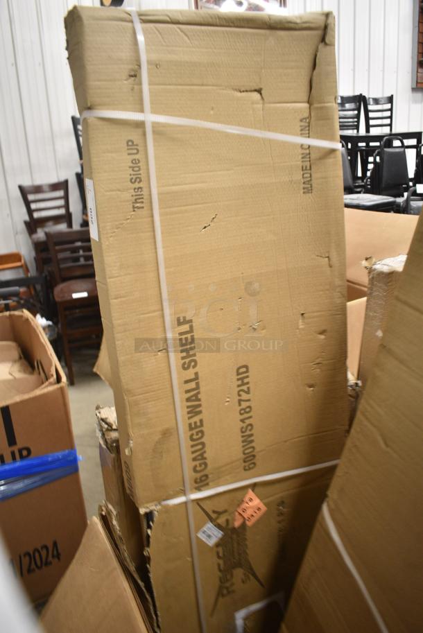 BRAND NEW SCRATCH AND DENT! Regency 600WS1872HD 16 Gauge Stainless Steel 18" Wide Heavy Duty Wall Shelf. May Be Missing Pieces. - Image 2 of 5