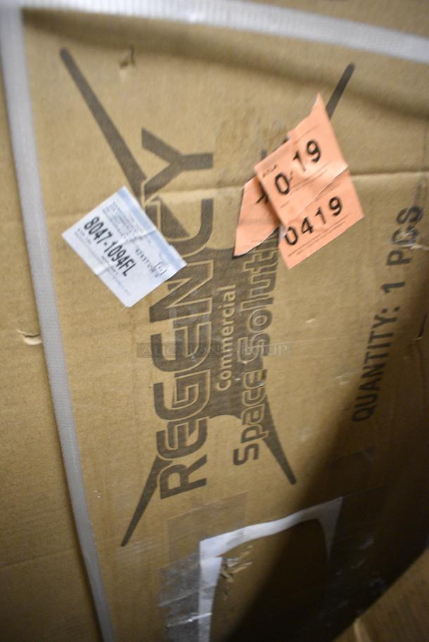BRAND NEW SCRATCH AND DENT! Regency 600WS1872HD 16 Gauge Stainless Steel 18" Wide Heavy Duty Wall Shelf. May Be Missing Pieces. - Image 4 of 5