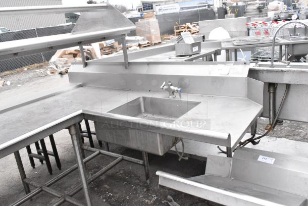 Stainless Steel L Shaped Left Side Dirty Side Dish Table w/ Over Shelf. - Image 2 of 6
