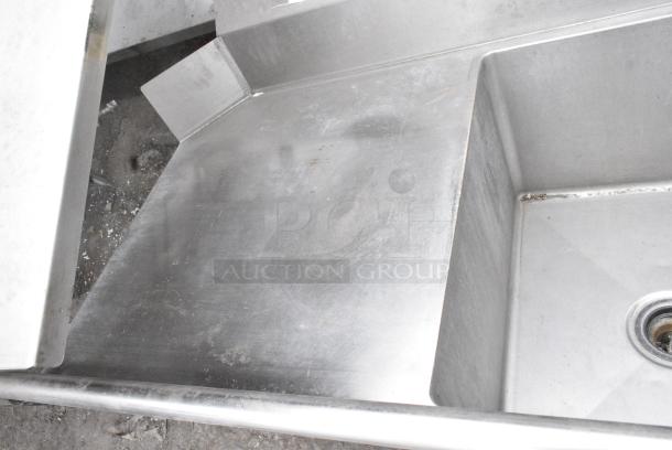 Stainless Steel 3 Bay Sink Dish Table w/ Dual Drain Boards, Faucet and 2 Handle Sets. No Legs. - Image 7 of 9