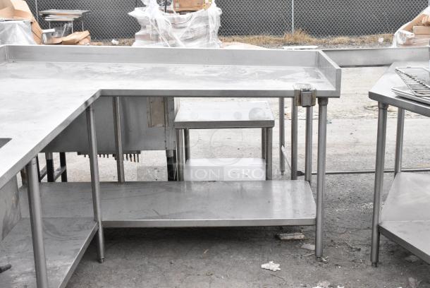Stainless Steel L Shaped Counter w/ Sink Bay and Under Shelf. - Image 2 of 7