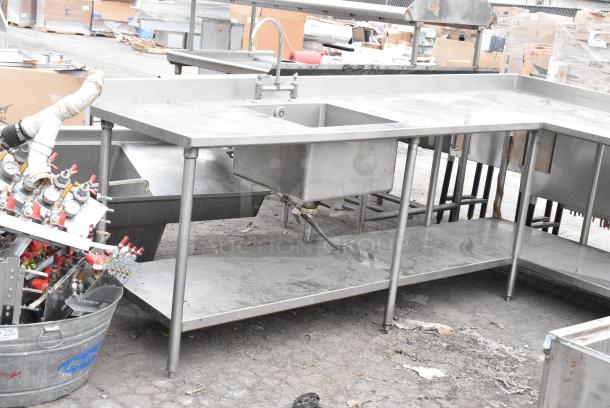 Stainless Steel L Shaped Counter w/ Sink Bay and Under Shelf. - Image 4 of 7