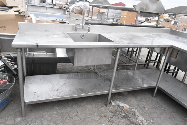 Stainless Steel L Shaped Counter w/ Sink Bay and Under Shelf. - Image 5 of 7