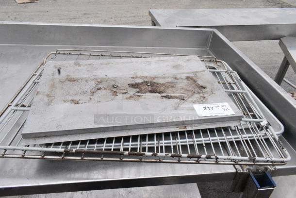 ALL ONE MONEY! Lot of Wire Rack, Metal Pans and Metal Panel - Image 1 of 4