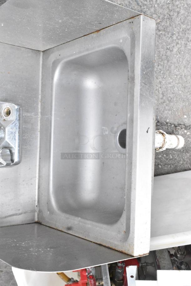 Stainless Steel Single Bay Wall Mount Sink w/ Faucet, Handles and Side Splash Guards. - Image 3 of 5