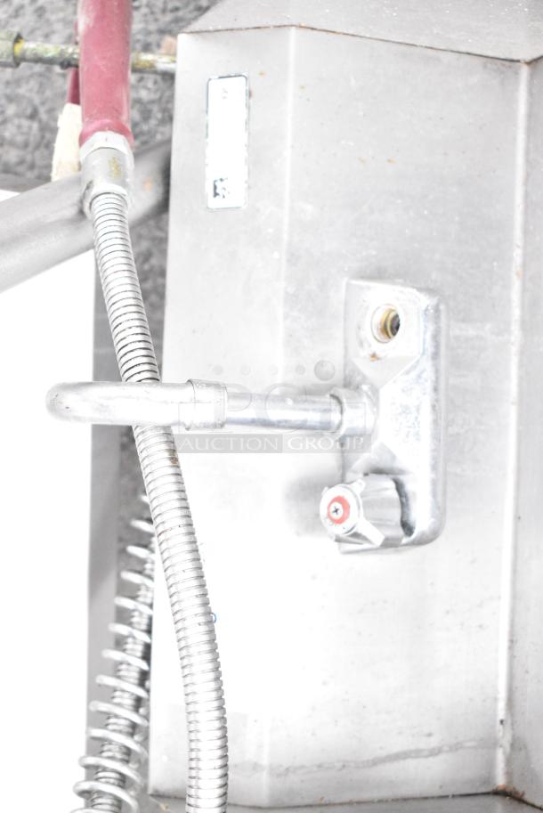 Stainless Steel Single Bay Wall Mount Sink w/ Faucet, Handles and Side Splash Guards. - Image 4 of 5