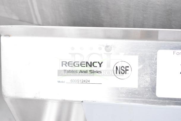 BRAND NEW SCRATCH AND DENT! Regency 600S12424 Stainless Steel Single Bay Sink. No Legs. - Image 5 of 5