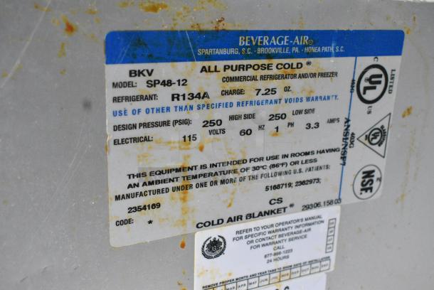 Beverage Air SP48-12 Stainless Steel Commercial Prep Table on Commercial Casters. 115 Volts, 1 Phase. - Image 9 of 9